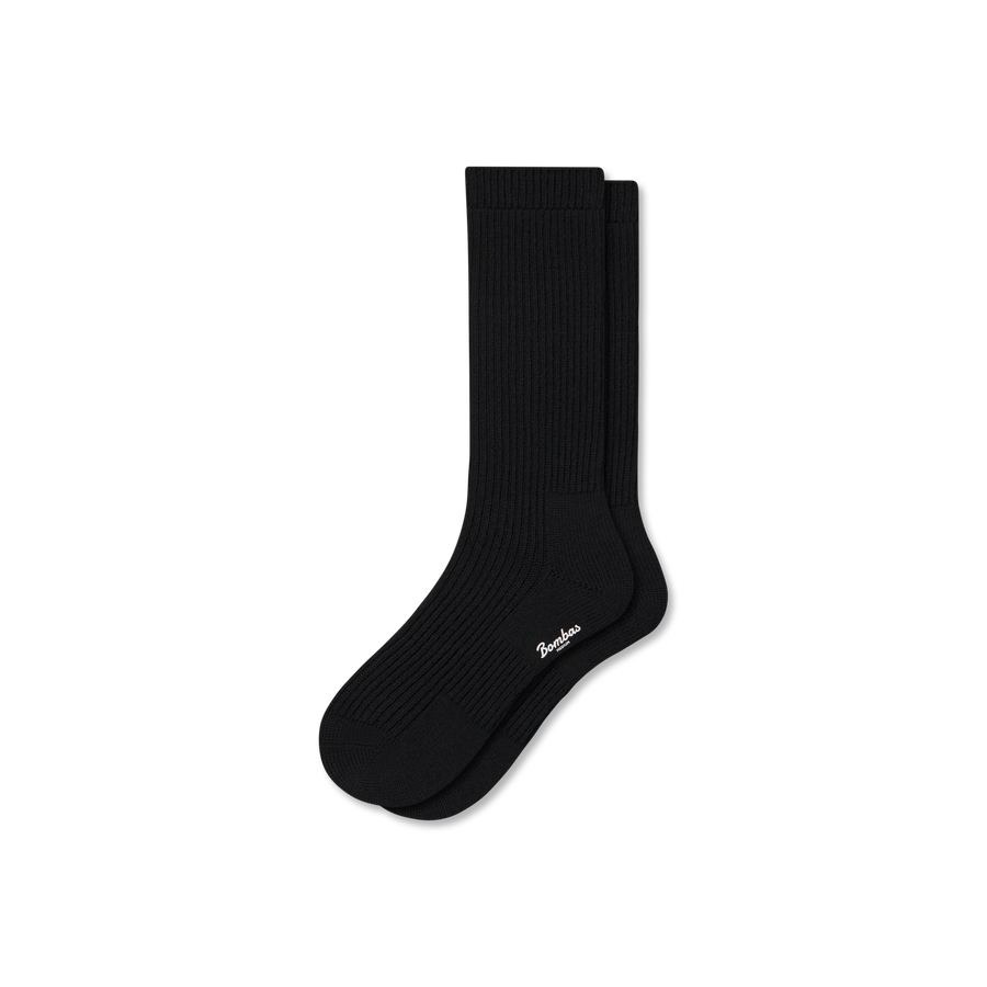 Men's Merino Cashmere Blend Fine Rib Calf Socks - Weekend Shift Move