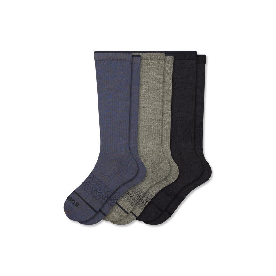 Men's Merino Wool Blend Everyday Compression Knee High Socks 3-Pack (15-20mmHg) - Performance Recovery Relief