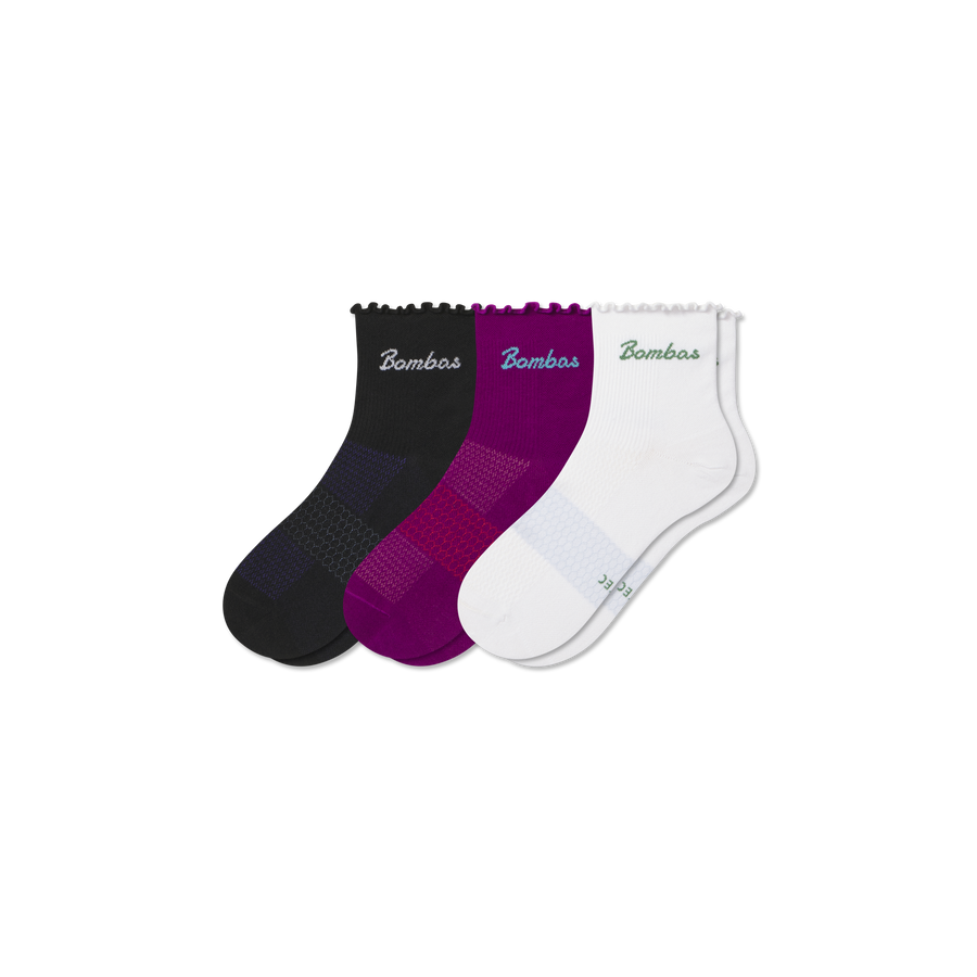 Women’s UltraLite Ruffle Sport Quarter Sock 3-Pack - Active Trail Move