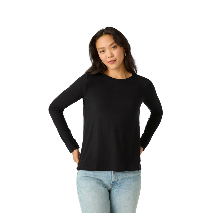 Women's Merino Wool Blend Crew Neck Long Sleeve T-Shirt - Court Recovery Flow