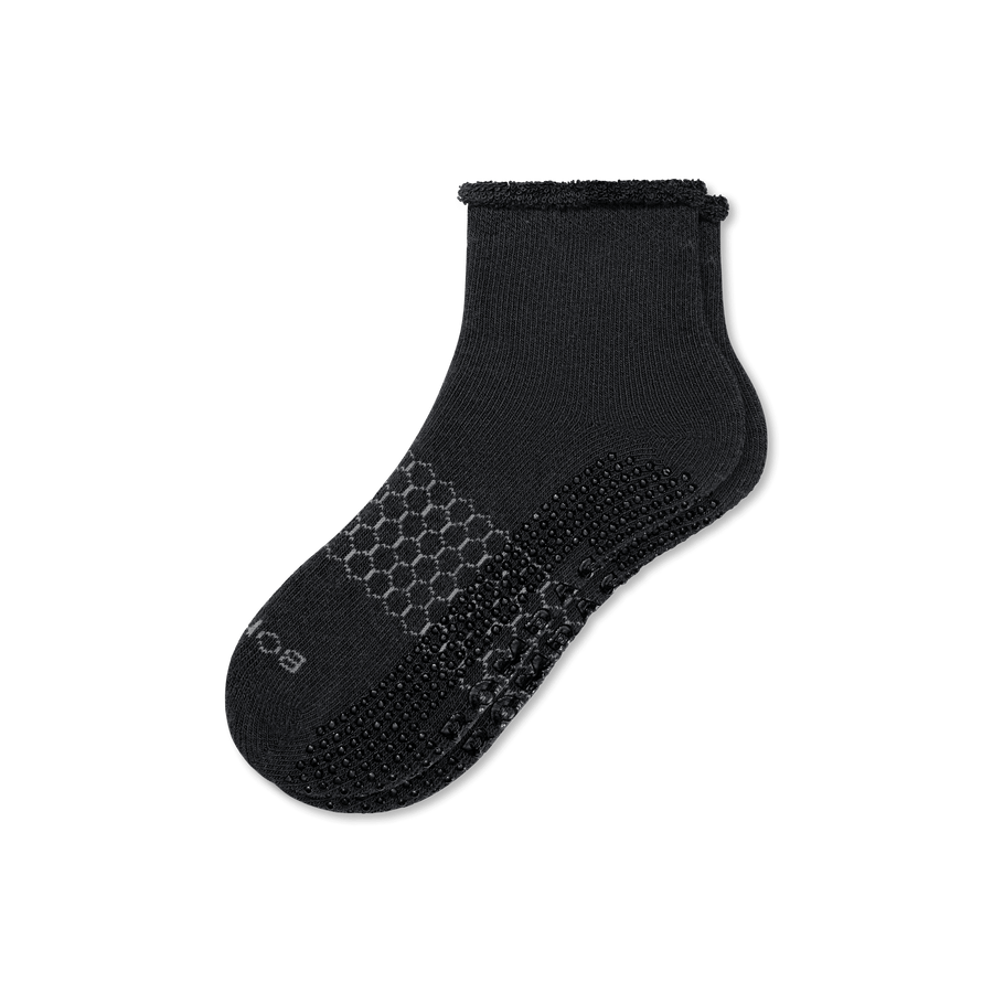 Men's Merino Wool Blend Roll-Top Gripper House Socks - Smooth Ankle Support