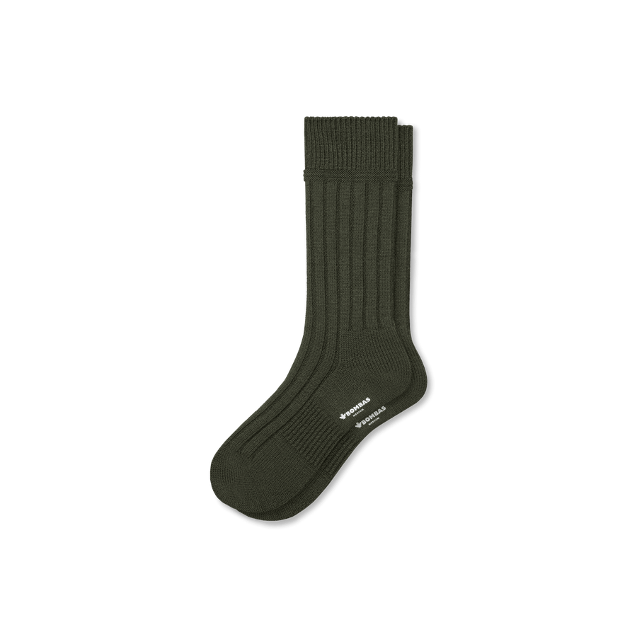 Men's Merino Cashmere Blend Rib Calf Socks - Steady Everyday Wear