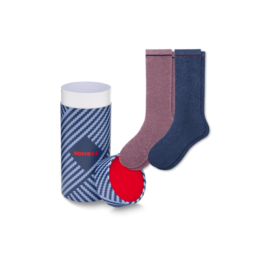 Women's Merino Wool Blend Cozy Sock 2-Pack Gift Box - Travel Packing Pack