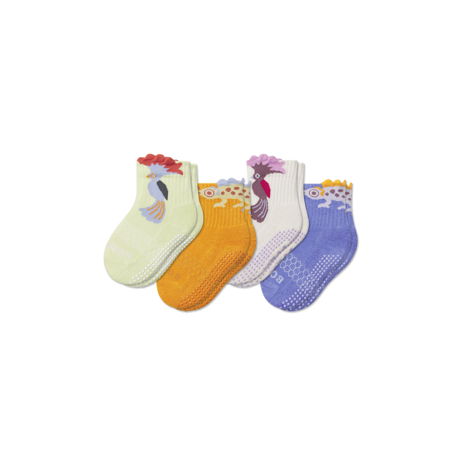 Toddler Rainforest Friends Gripper Calf Sock 4-Pack - Fresh No Show Move