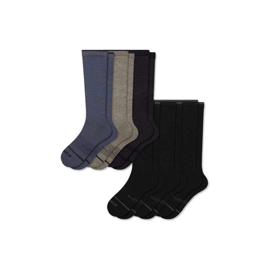 Men's Merino Wool Blend Everyday Compression Knee High Sock 6-Pack (15-20mmHg) - Active Race Relief
