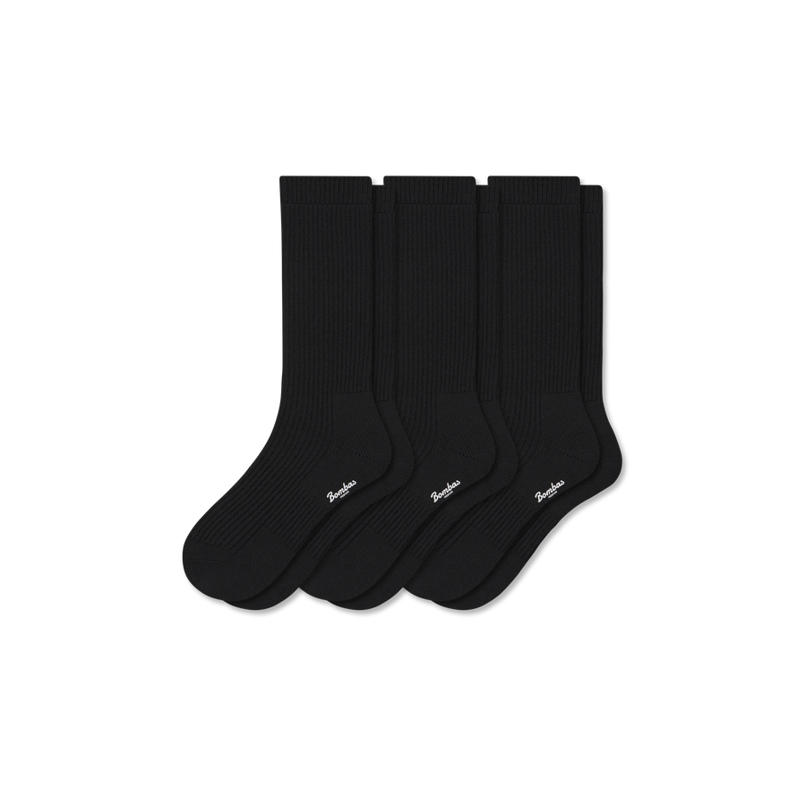 Men's Merino Cashmere Blend Fine Rib Calf Sock 3-Pack - Cozy Trail Support