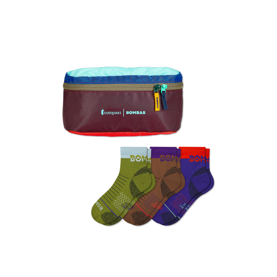 Men's Merino Wool Blend Hiking Quarter Sock 3-Pack & Cotopaxi Fanny Pack - Ready Stash Choice