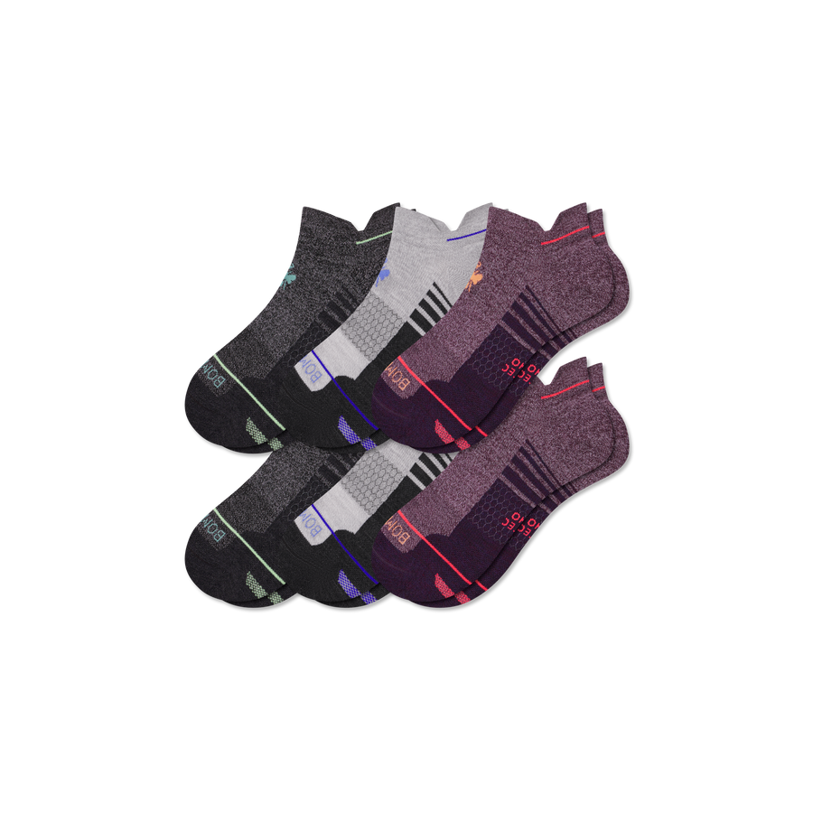 Women's Merino Wool Blend Run Ankle Sock 6-Pack - Cushion Court Rotation