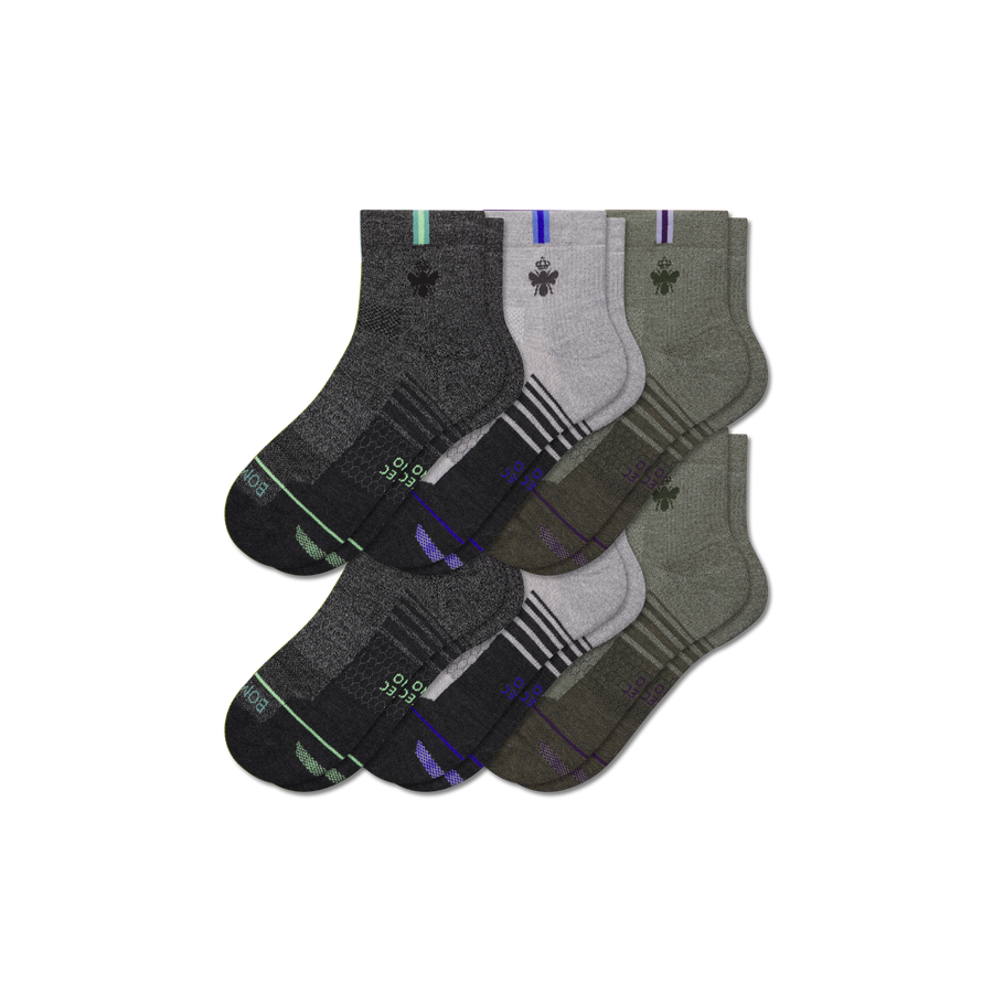 Women's Merino Wool Blend Run Quarter Sock 6-Pack - Daily School Support