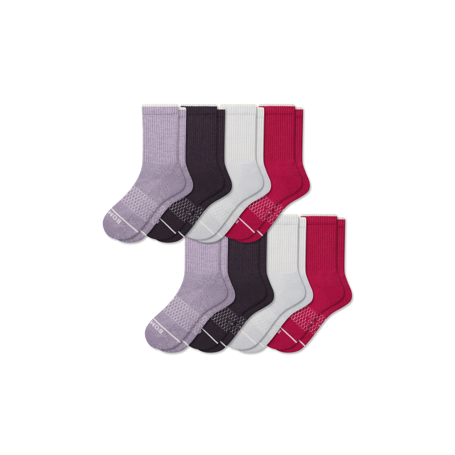 Women's Merino Wool Blend Half Calf Sock 8-Pack - Classic School Fit
