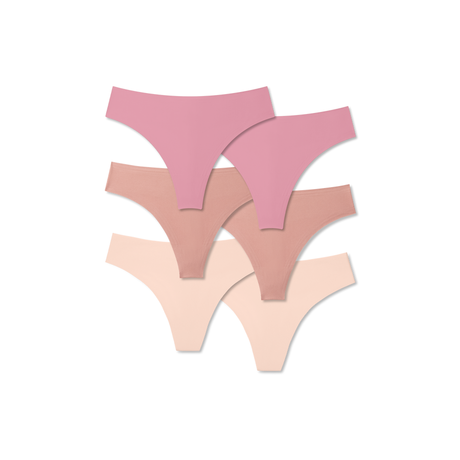 Women's No Show Thong 6-Pack - Soft Base Comfort